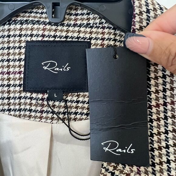 Rails Cambridge Plaid Houndstooth Jac Double Breasted Academia Blazer Large - Picture 13 of 16